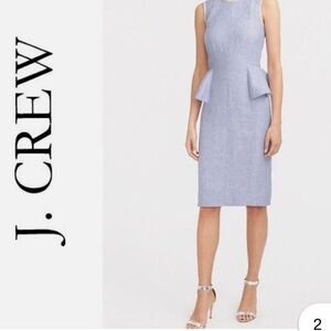 J. Crew Peplum Periwinkle Blue 100% Linen  Sleeveless Professional Dress,Size 10